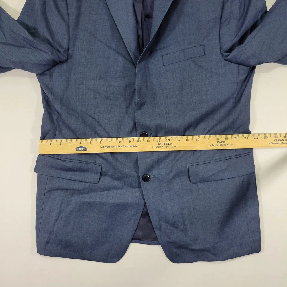 Michael Kors Mens Sport Coat Blazer Two Button Navy Sharkskin Wool Blend 44L NEW